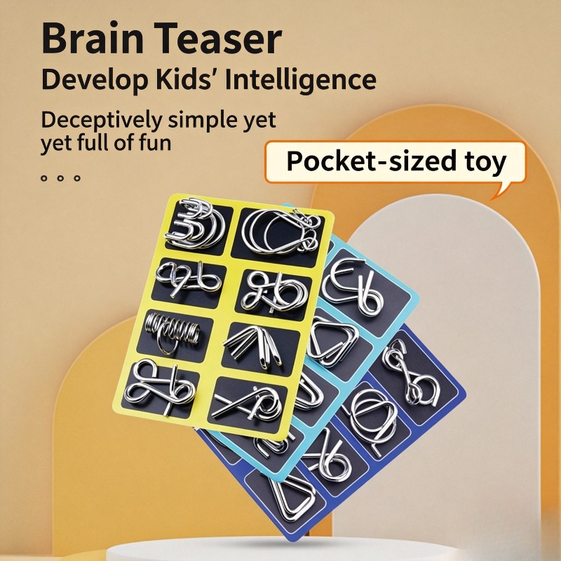 Board Game Ideas - 8 Buah Set Puzzle Logam Klasik