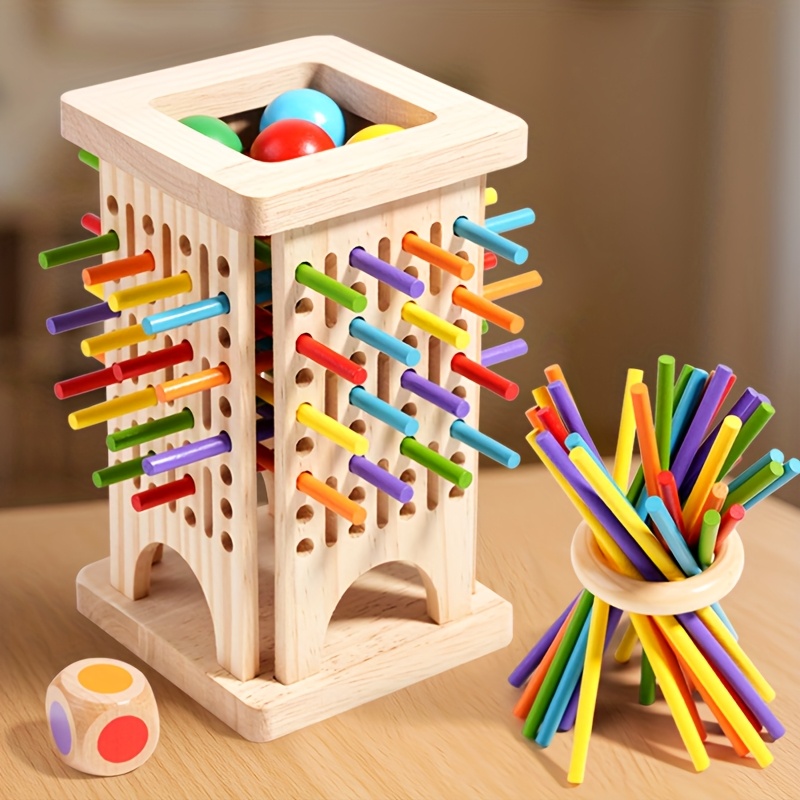 Board Game Ideas - Permainan Papan Kayu Montessori Tongkat Warna-warni