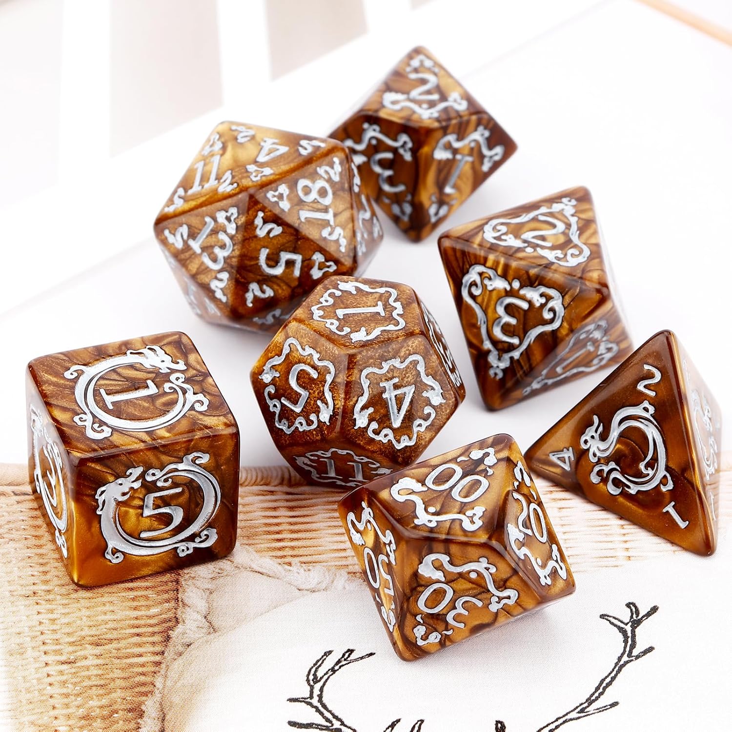 Dice Set Polyhedral - 7 Buah Set Dadu DND Pola