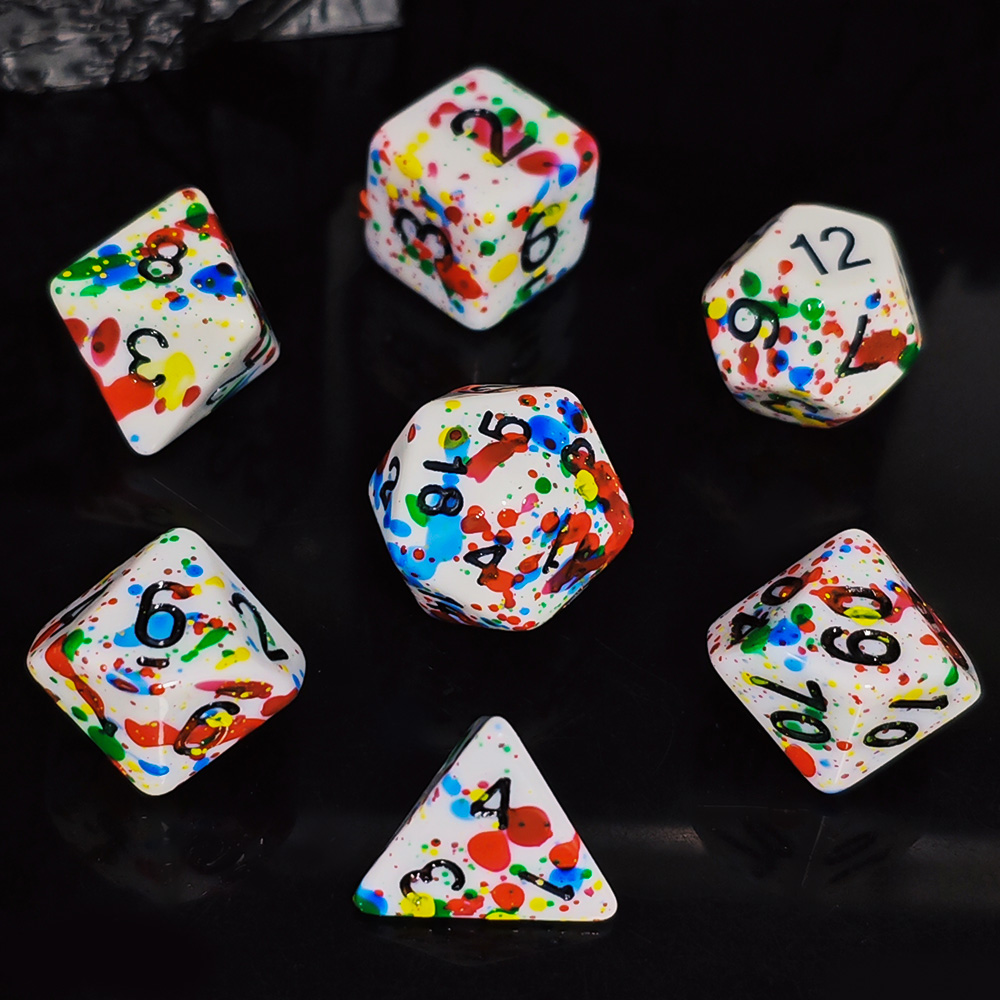 Dice Set Polyhedral - Set Dadu Cat Warna-Warni - 7