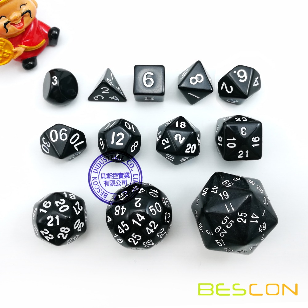 Dice Set Polyhedral - 12 Pcs Dadu Polyhedral Set D3-D60