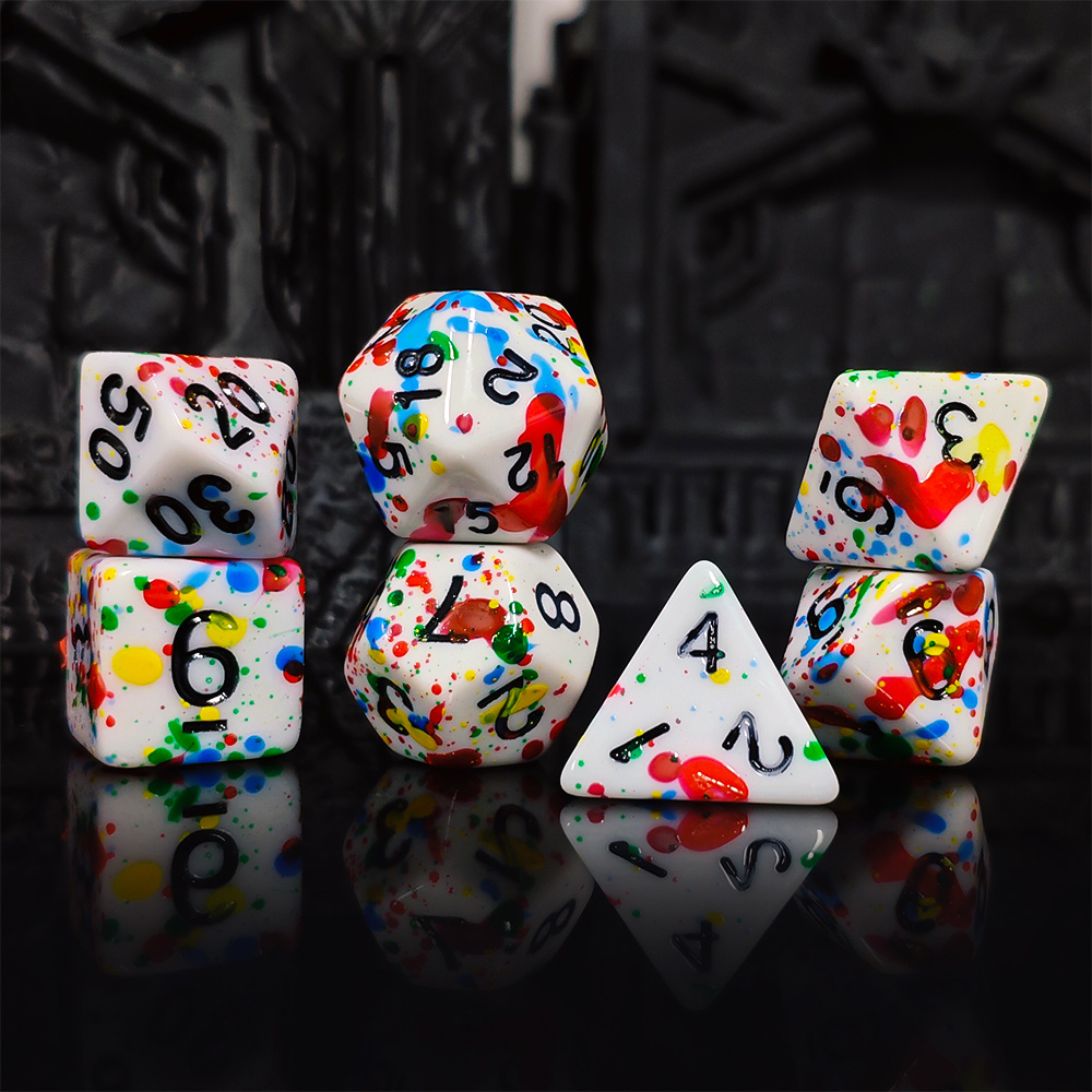 Set Dadu Cat Warna-Warni - 7 B - Dice Set Polyhedral ulasan dan harga