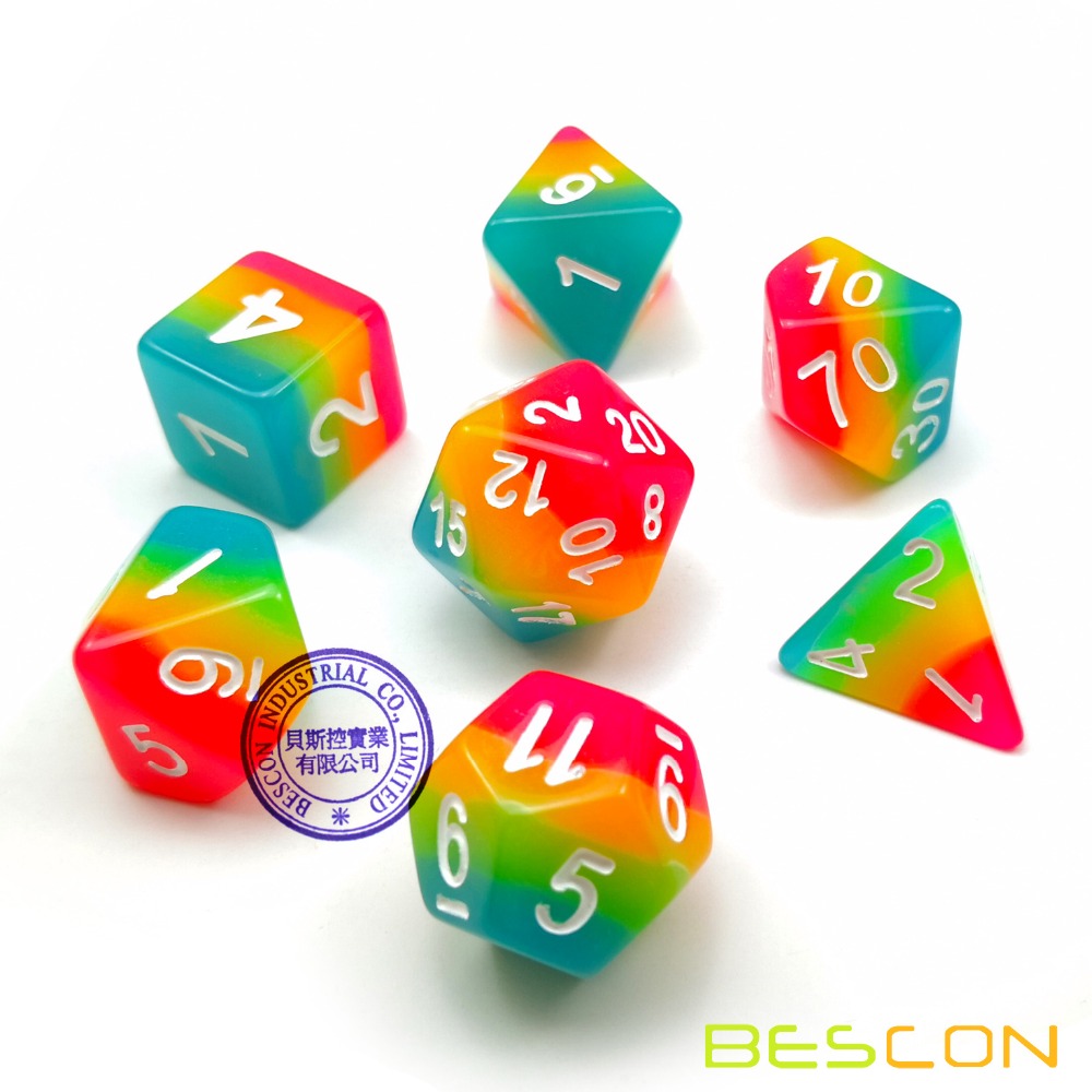 BESCON Fantasi Pelangi Bersina - Dice Set Polyhedral ulasan dan harga