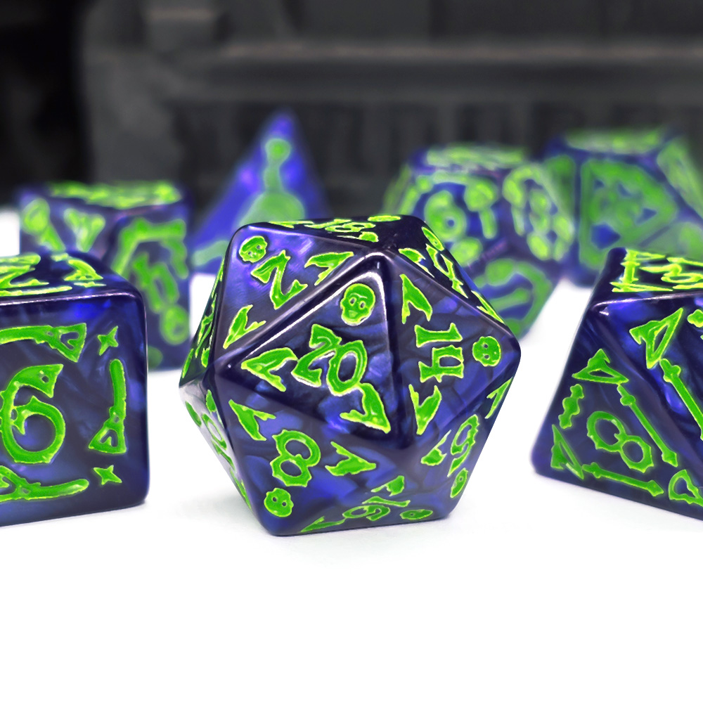 Set Dadu Cthulhu Biru Tua & Hi - Dice Set Polyhedral ulasan dan harga